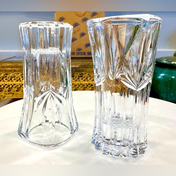 Princess House VTG 1988 Royal Highlights Cut Lead Crystal Mini Vases, 2, NIB EUC - Picture 6 of 17